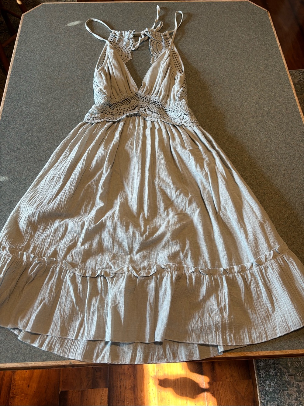 Women’s  light blue  Crochet Bodice Summer Dress